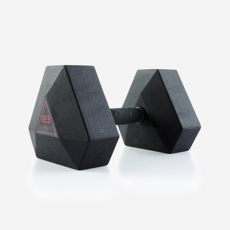 Mancuerna 22,5 kg hexagonal dumbbell musculación cross training Domyos