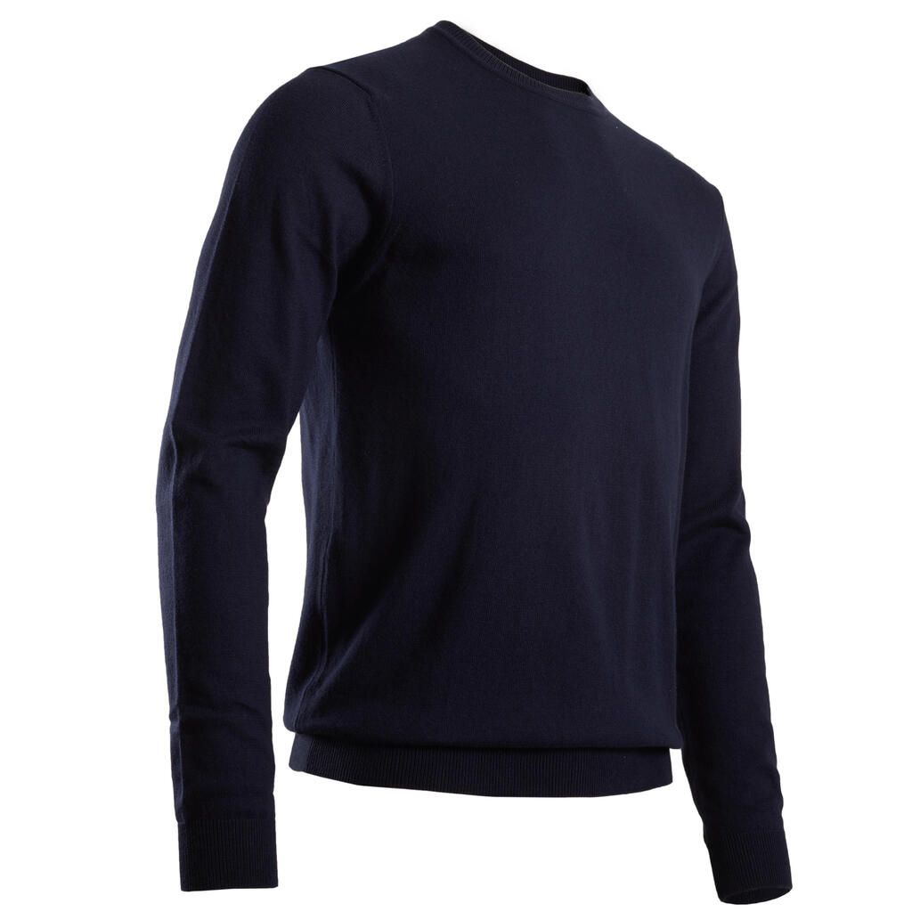 Men's crew-neck golfing pullover MW500 - hazelnut