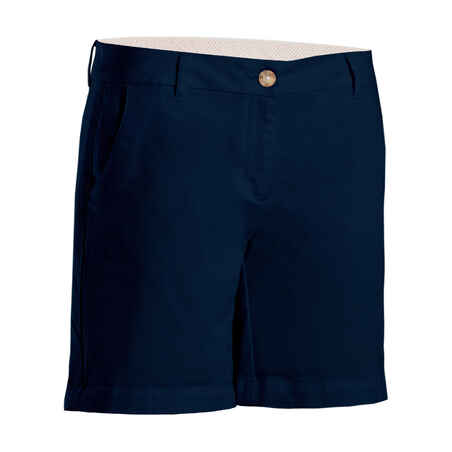 Women's golf cotton chino shorts - MW500 navy blue