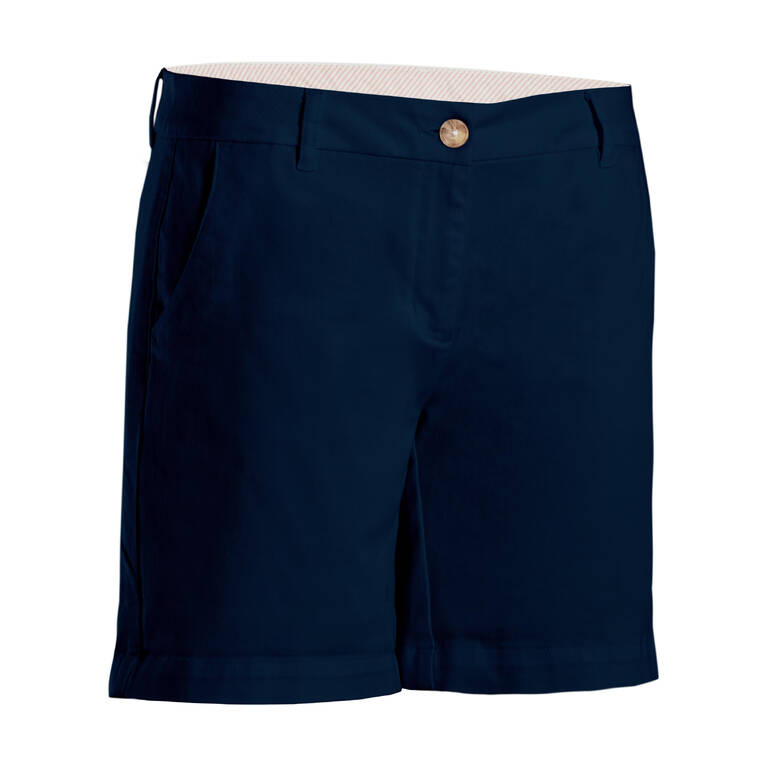 Women's golf cotton chino shorts - MW500 navy blue