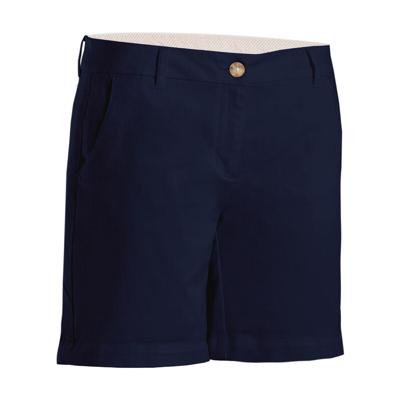 Pantalón corto chino de algodón golf Mujer - MW500 azul marino