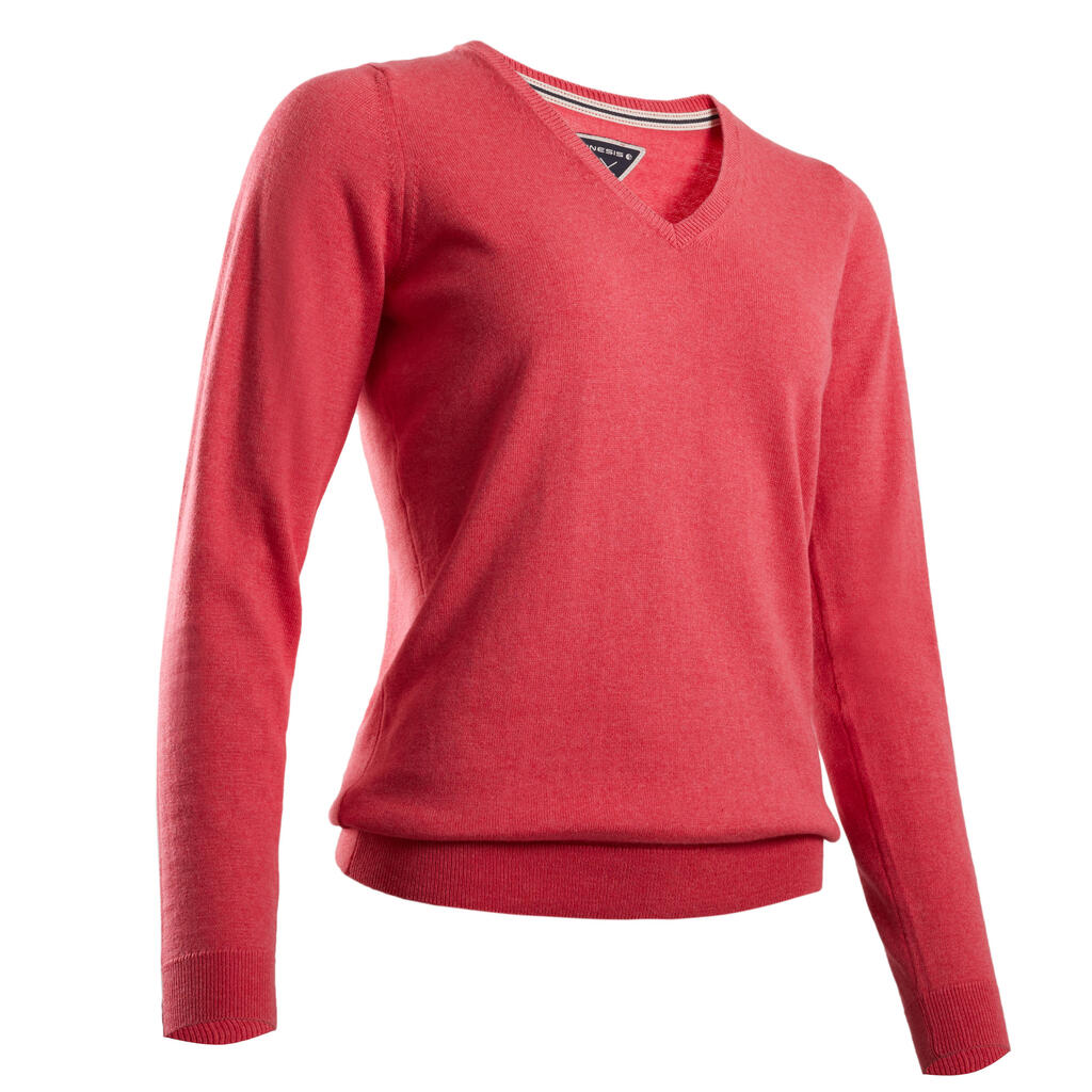 Golf Pullover V-Ausschnitt Damen - MW500 hellrosa 