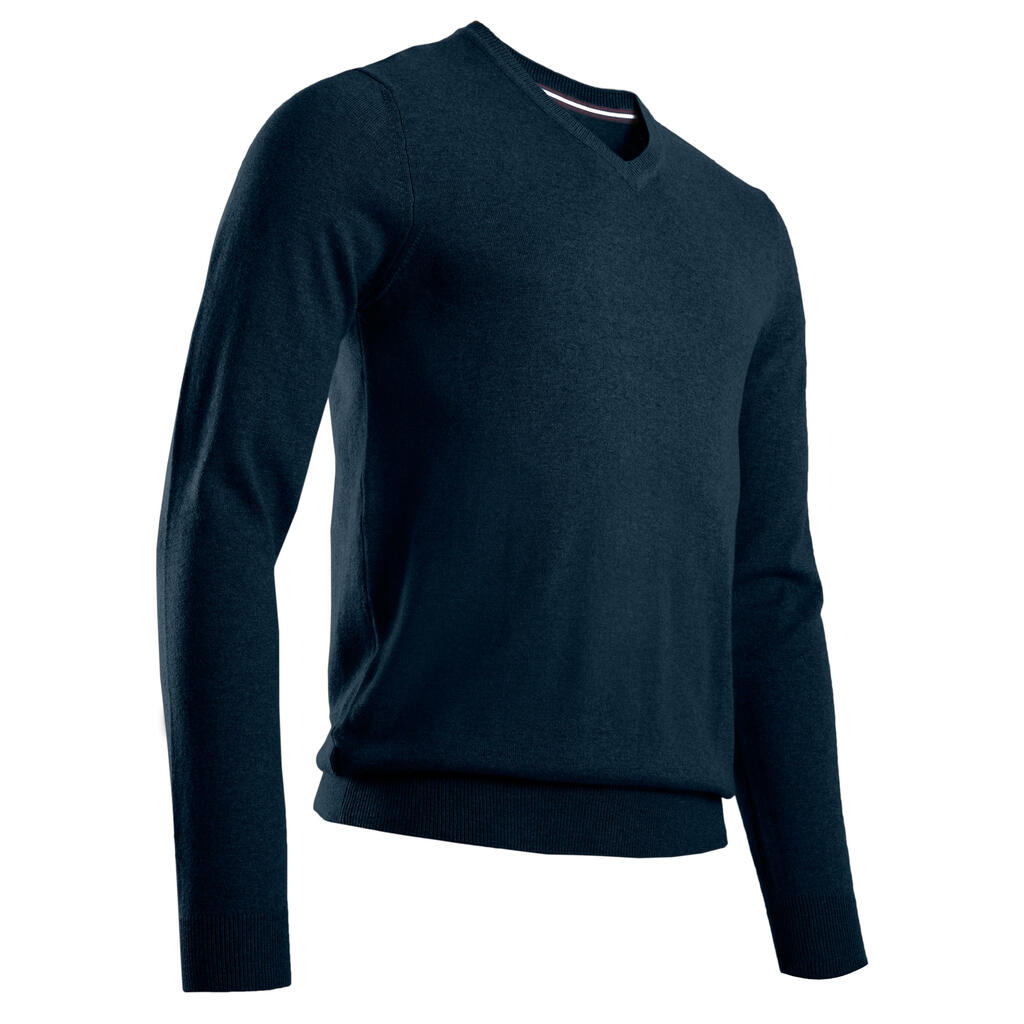 Golf Pullover V-Ausschnitt MW500 Herren marineblau
