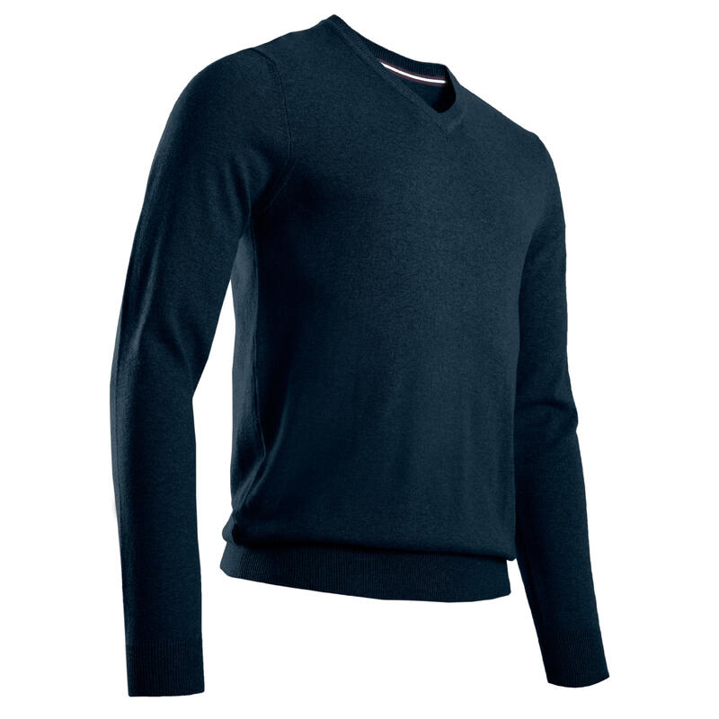 Maglione collo a V golf uomo 500 blu