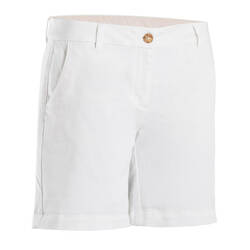 Women's golf cotton chino shorts - MW500 white