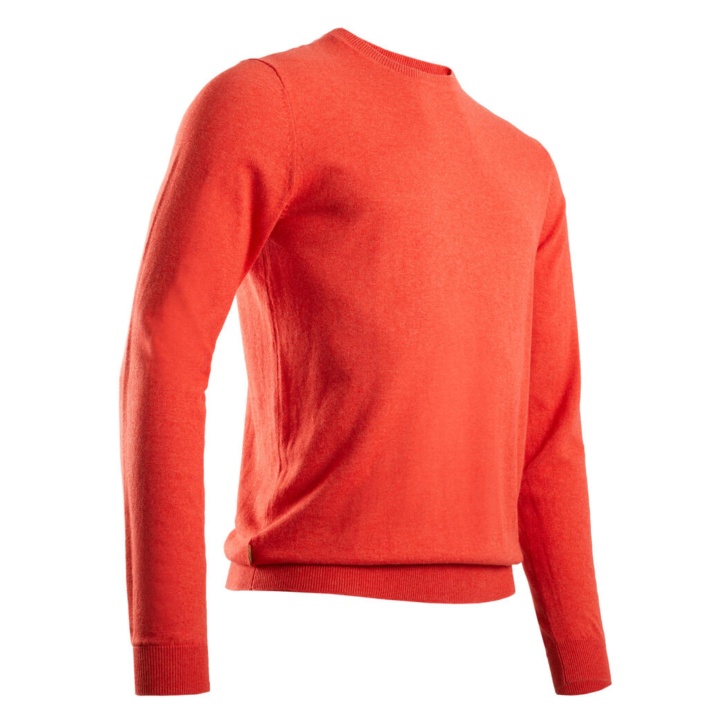 Men's golf crew neck pullover mw500 mottled coral