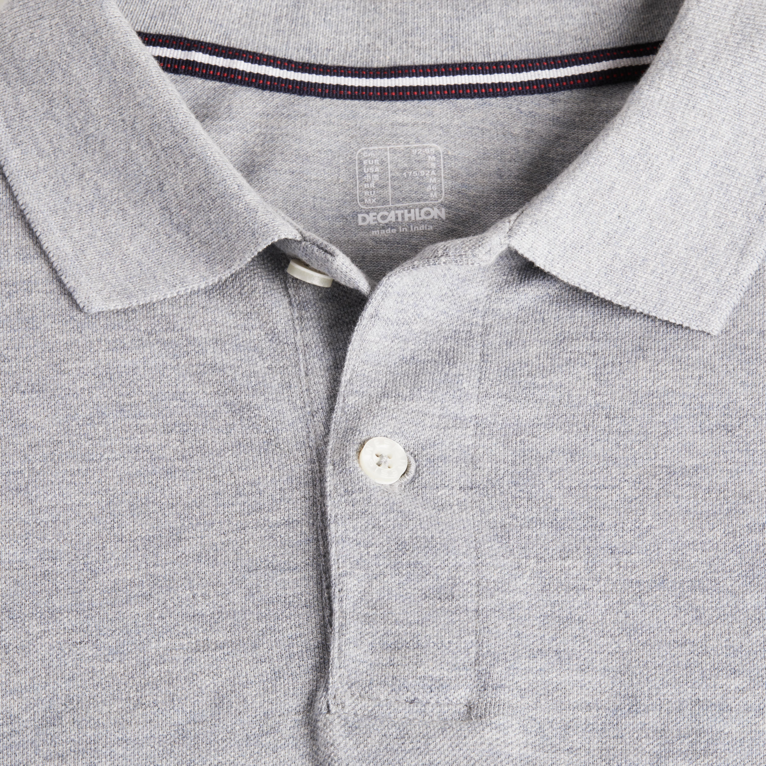 grey polo shirt and shorts