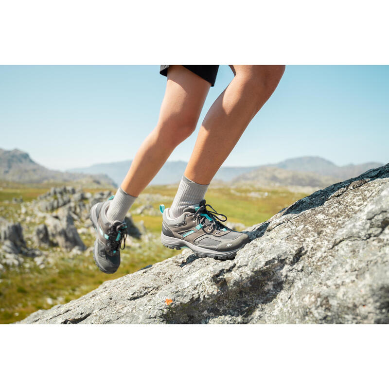 Waterdichte bergwandelschoenen voor dames MH100 grijs blauw