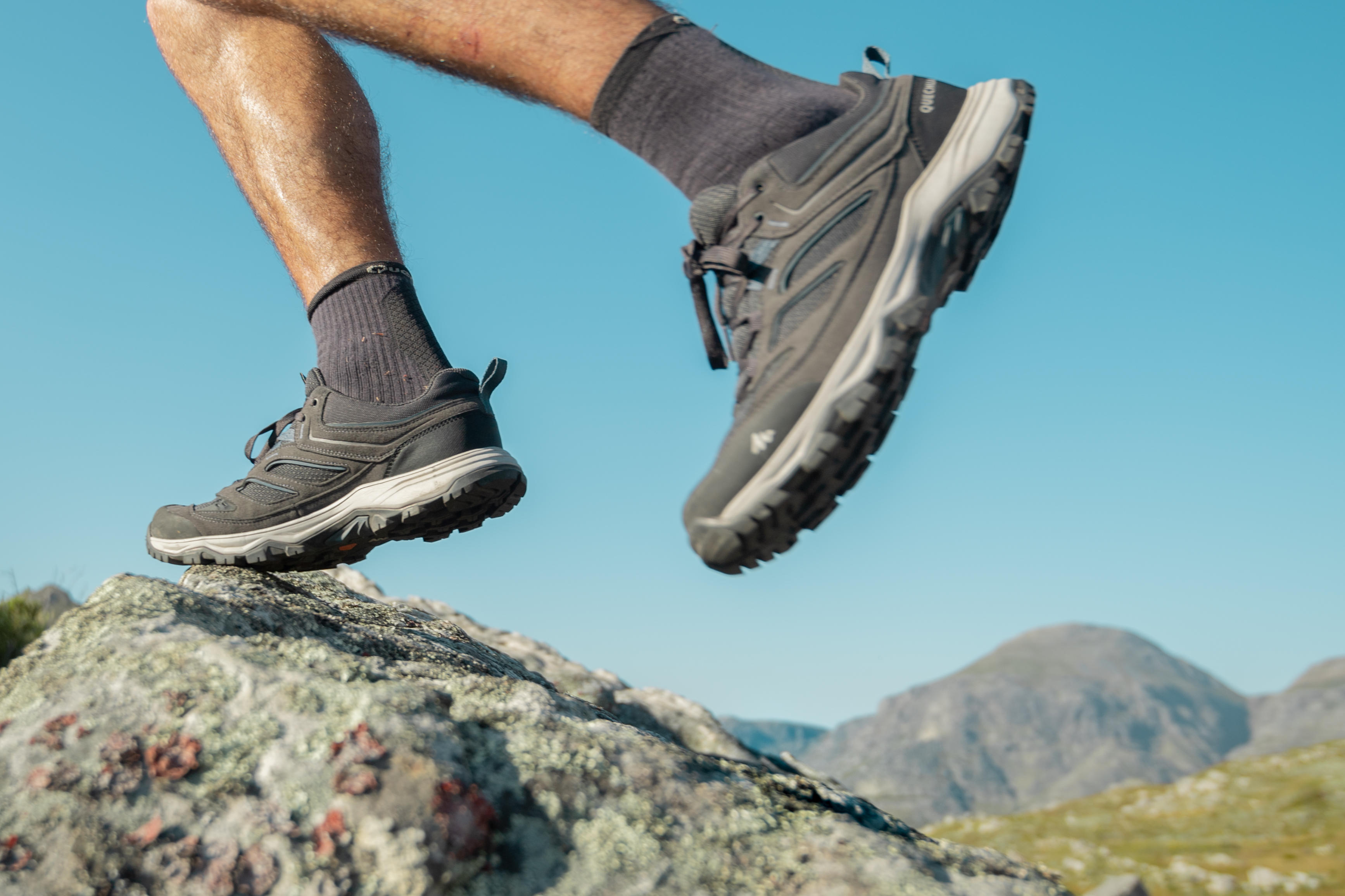 Men’s Hiking Shoes - MH 100 Grey - Carbon grey, Storm grey - Quechua ...