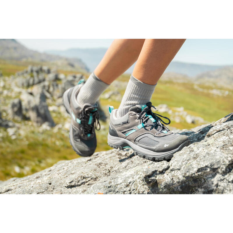 Chaussures imperméables de randonnée montagne - MH100 Gris/Bleu - Femme