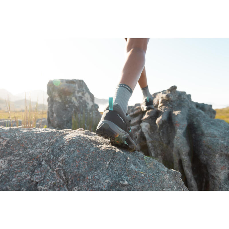 Waterdichte bergwandelschoenen voor dames MH100 grijs blauw