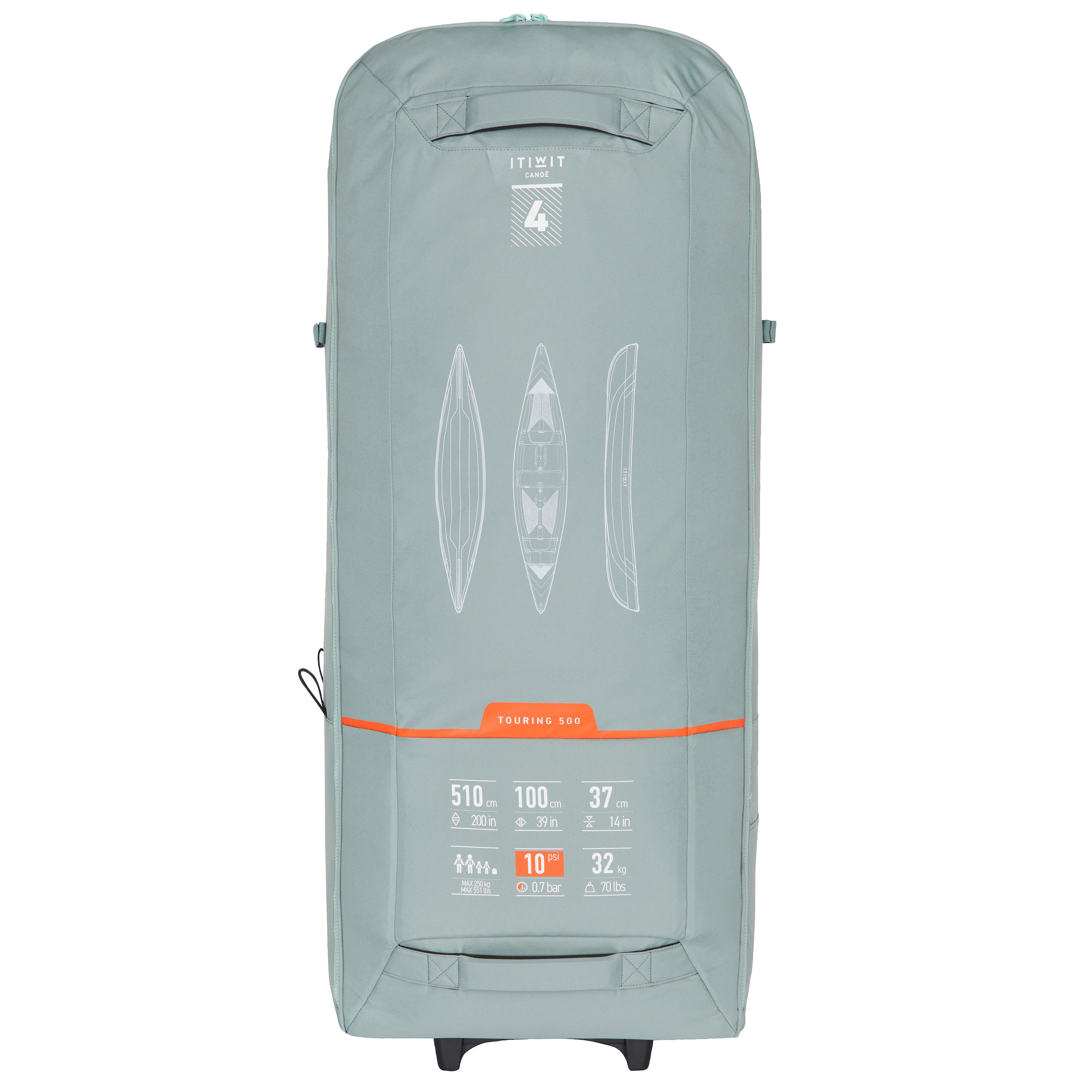 Kayak insuflável Drop Stitch alta pressão X500 4 lugares (2 adultos+2 crianças) 24/42