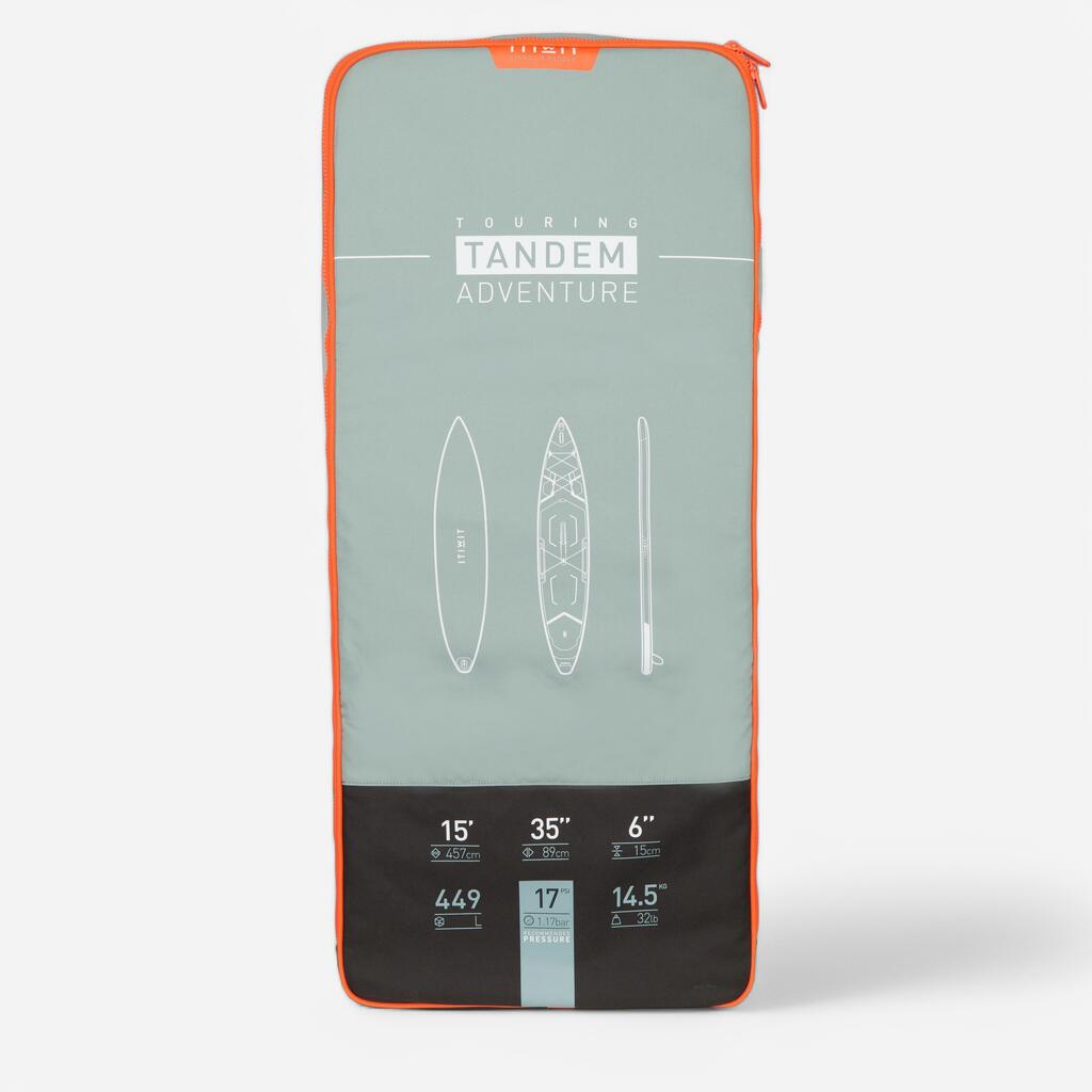 Carry backpack for an inflatable stand-up paddleboard length 15’ or under