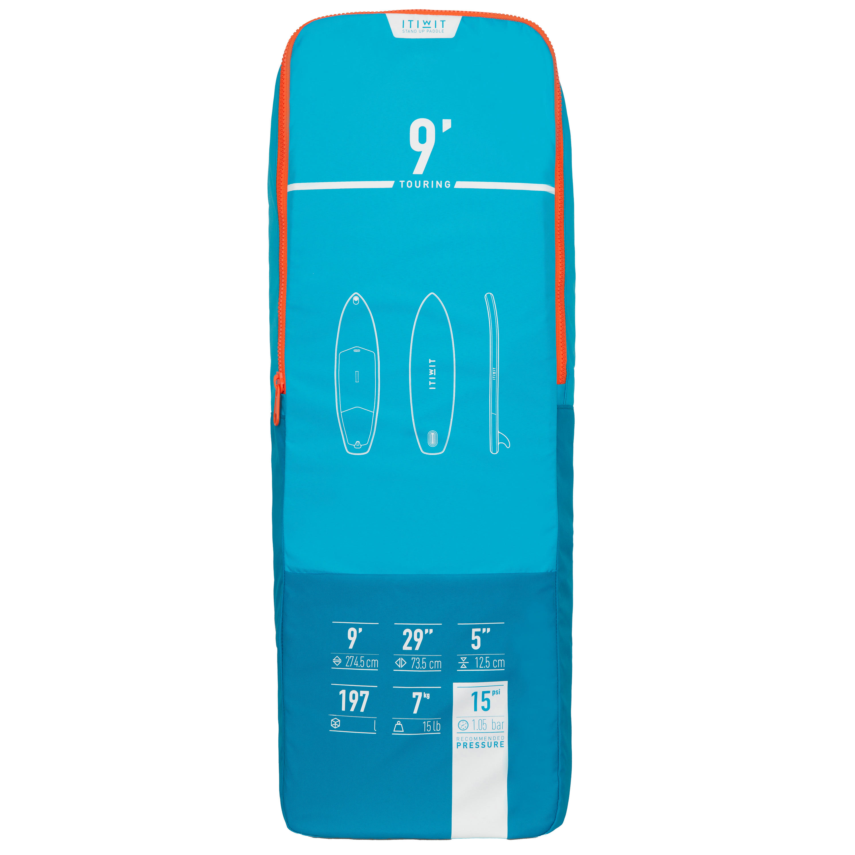 Second Hand - SUP gonfiabile x100 escursione 9 piedi blu/arancio 18/23
