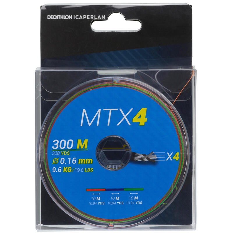 Multifilamento 4 secções MTX4 MULTICOLOR 300 M para pesca no mar