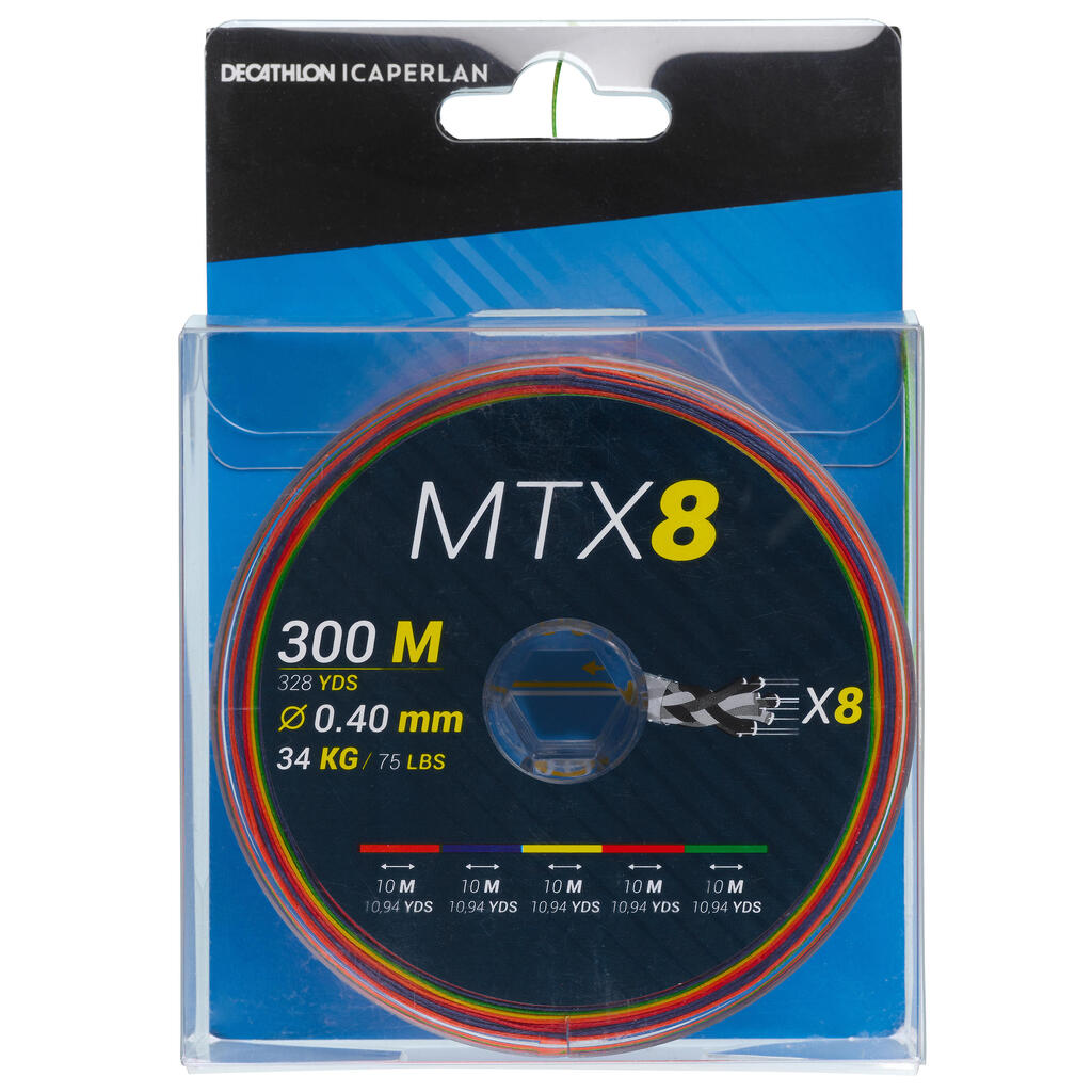 8 pavedienu Exotic pītā aukla “MTX8 Multicolour”,300m,30/100, makšķerēšanai jūrā