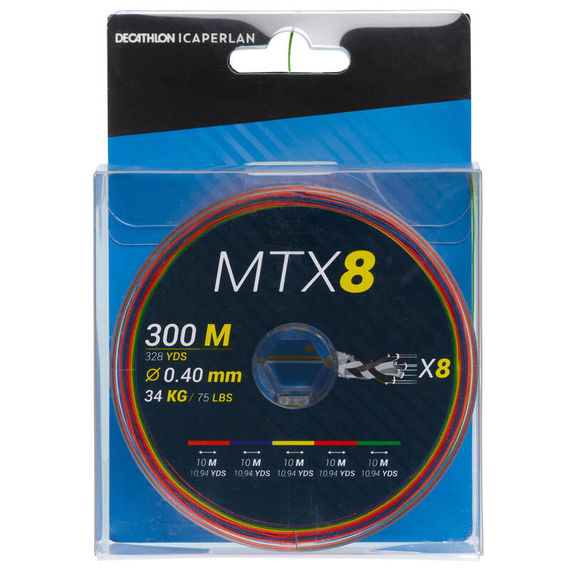 Pletenka Exotique z 8 pramenů na mořský rybolov MTX8 Multicolore 300 m 40/100