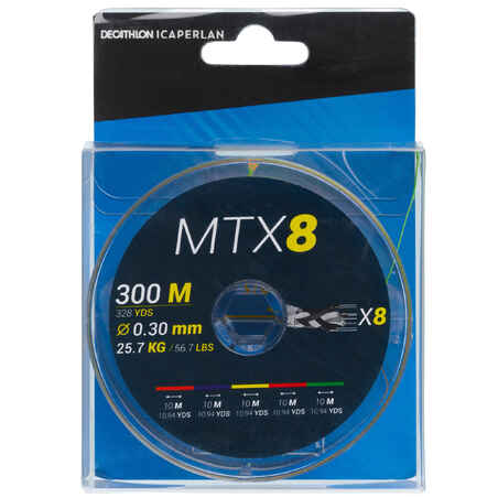 Hauptschnur geflochten MTX8 Multicolor 300 m 0,30 mm