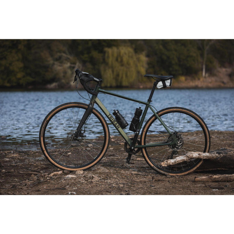 Bicicleta de gravel aluminio freno de disco monoplato 10V Triban GRVL120 verde