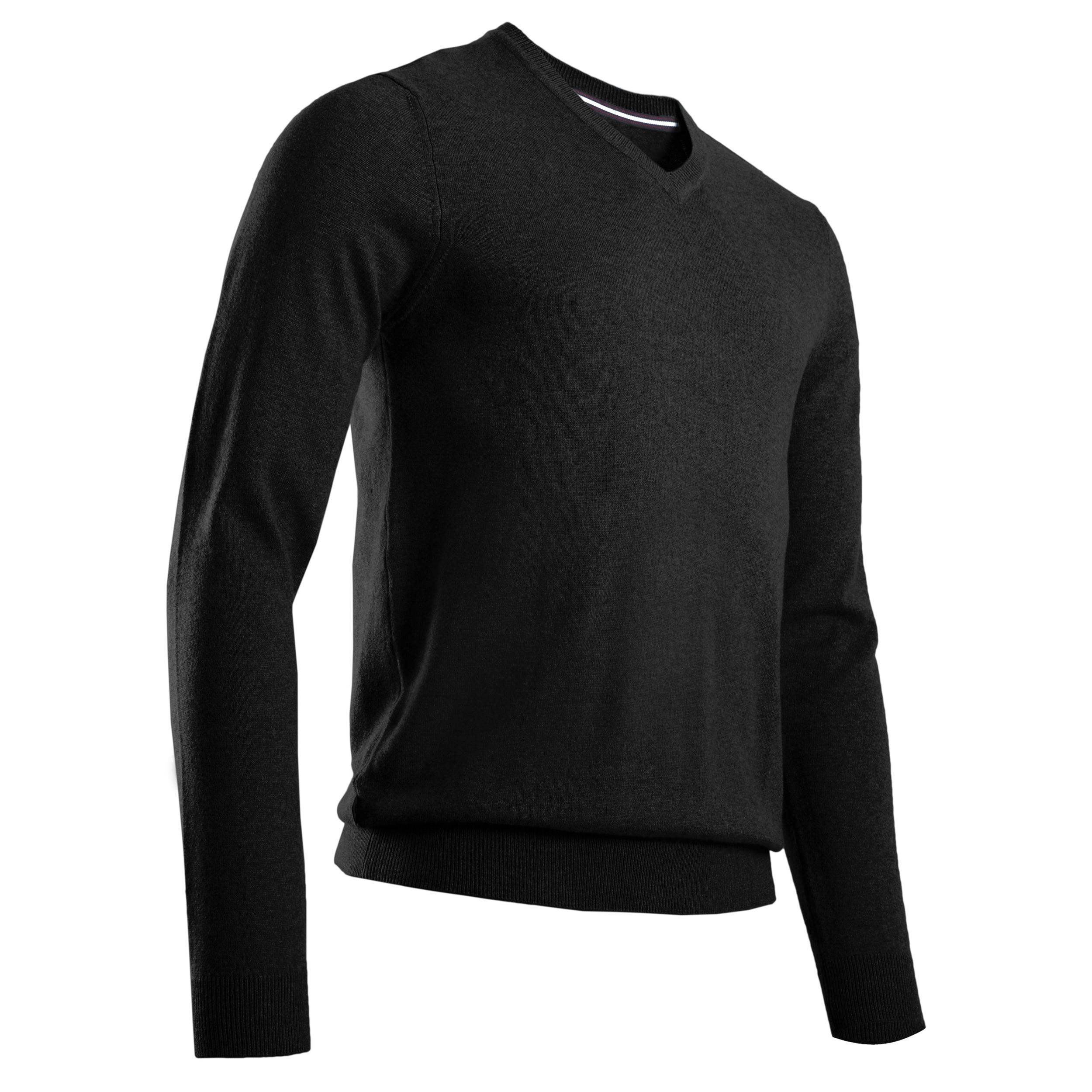 Men's golf V-neck pullover MW500 black 
