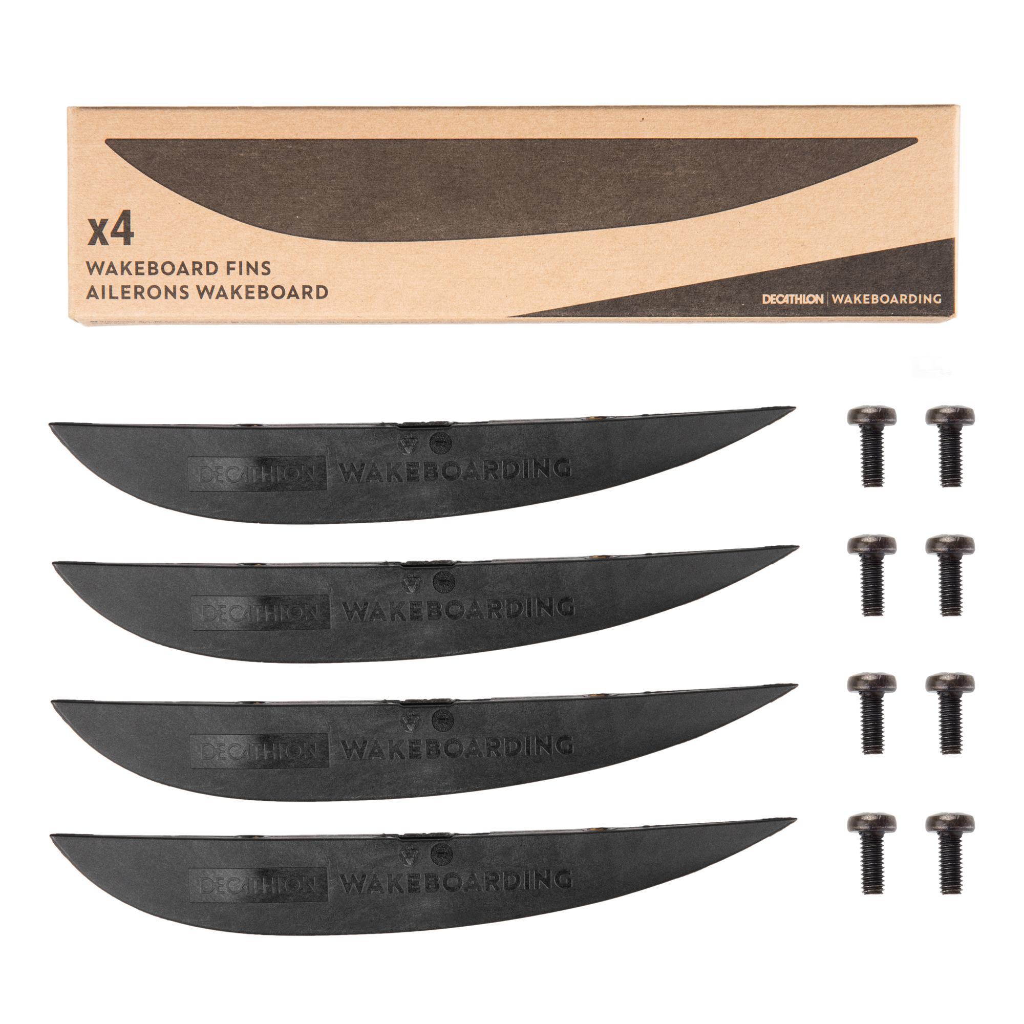WAKEBOARDING PACK OF 4 WAKEBOARD FINS, 7.6 CM CENTRE DISTANCE