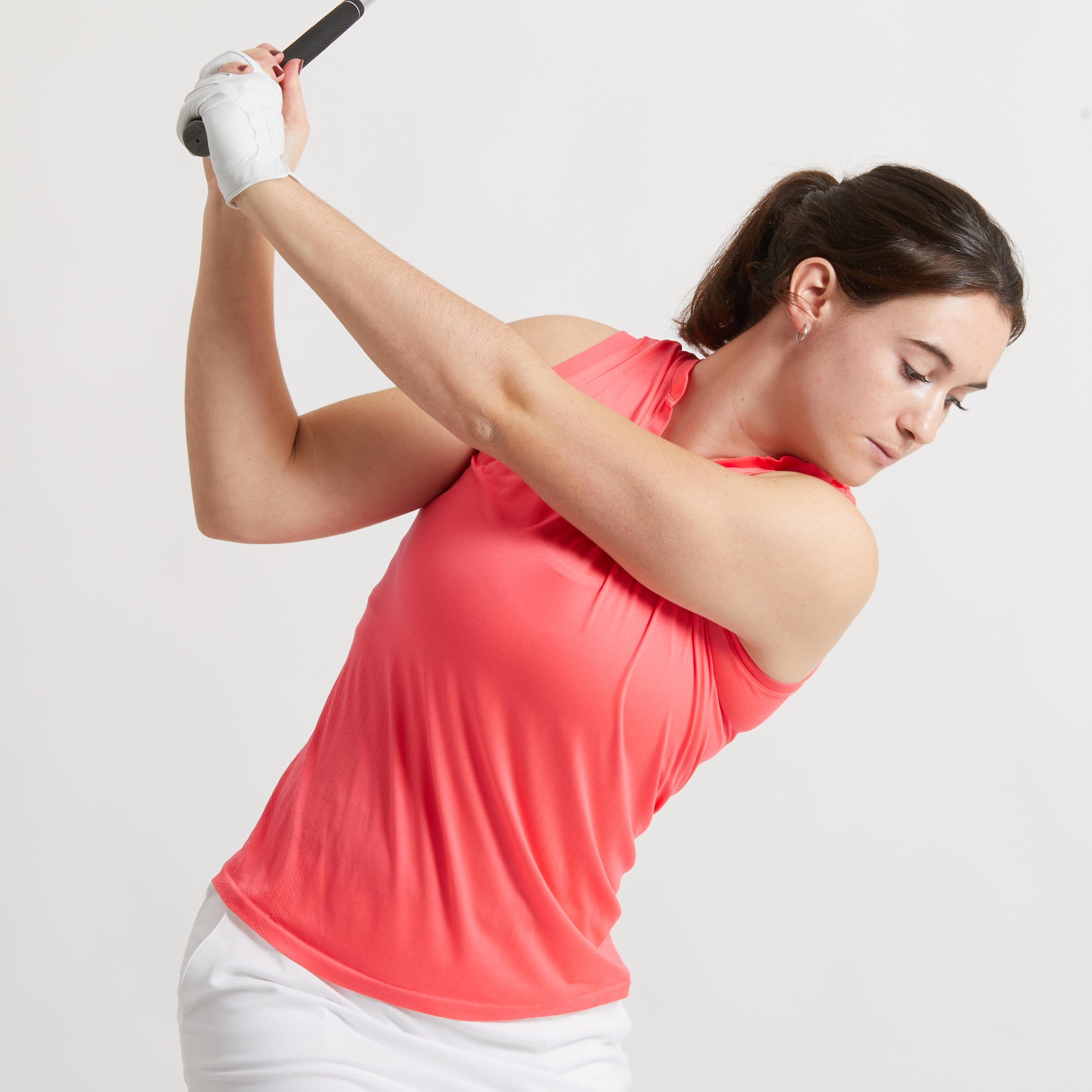Women's Ultralight Sleeveless Golf Polo Shirt - Neon Coral 3/6
