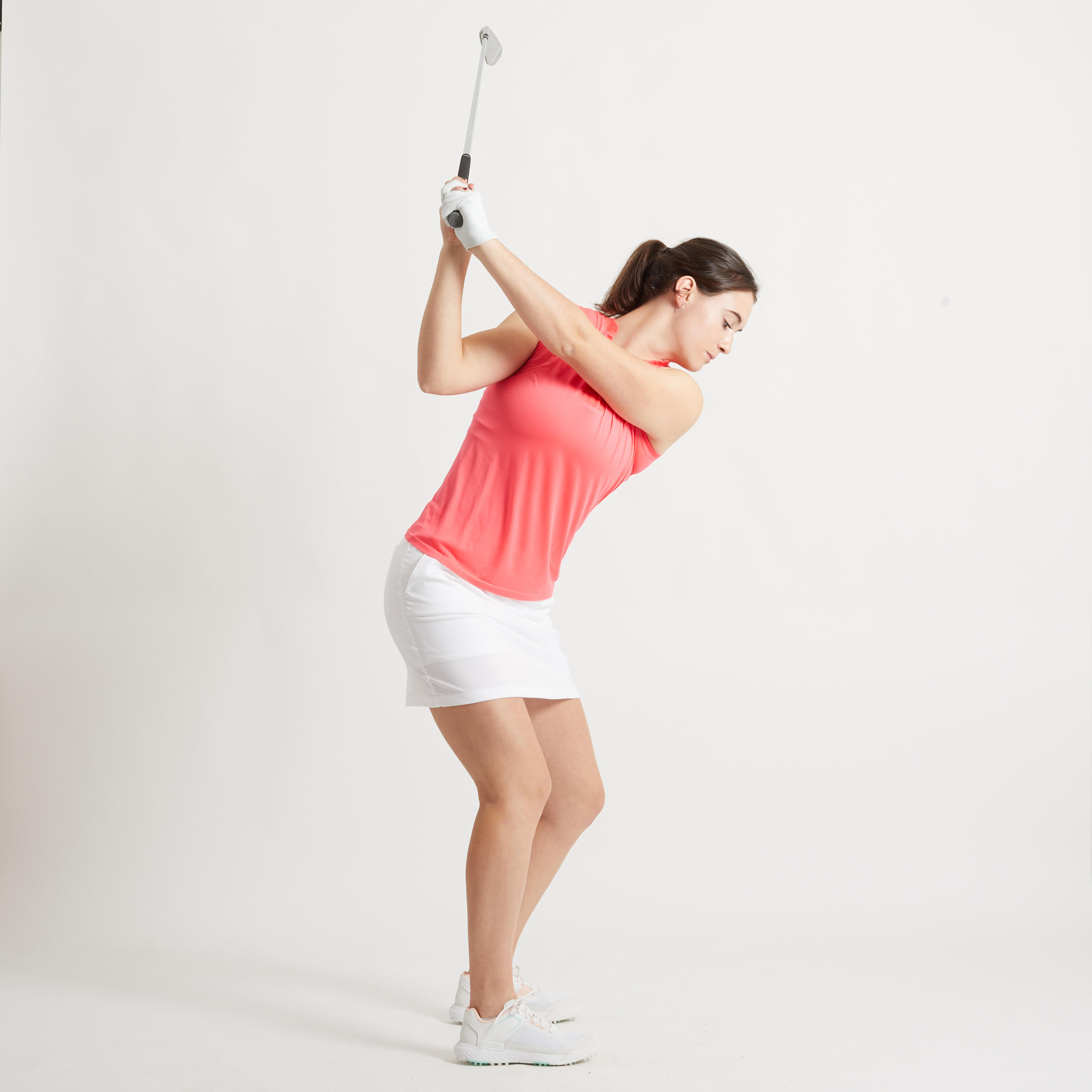 Women's Ultralight Sleeveless Golf Polo Shirt - Neon Coral 2/6