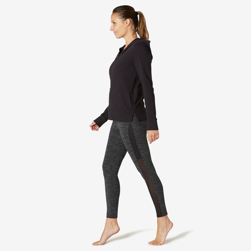 Sweat zippé à capuche Fitness femme - 500 Noir