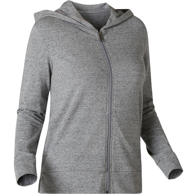 Women's Hooded Training Jacket 100 Grey