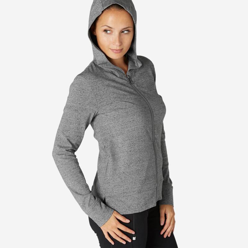 sudadera gris cremallera mujer