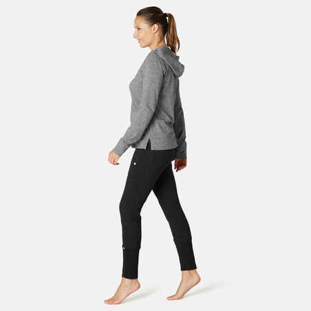 Women's Zip-Up Fitness Hoodie 500 - Grey