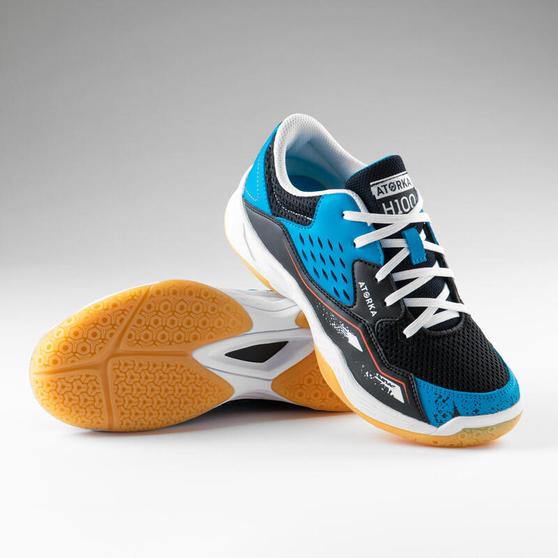 Chaussures de handball enfant H100 avec lacets bleu/noir