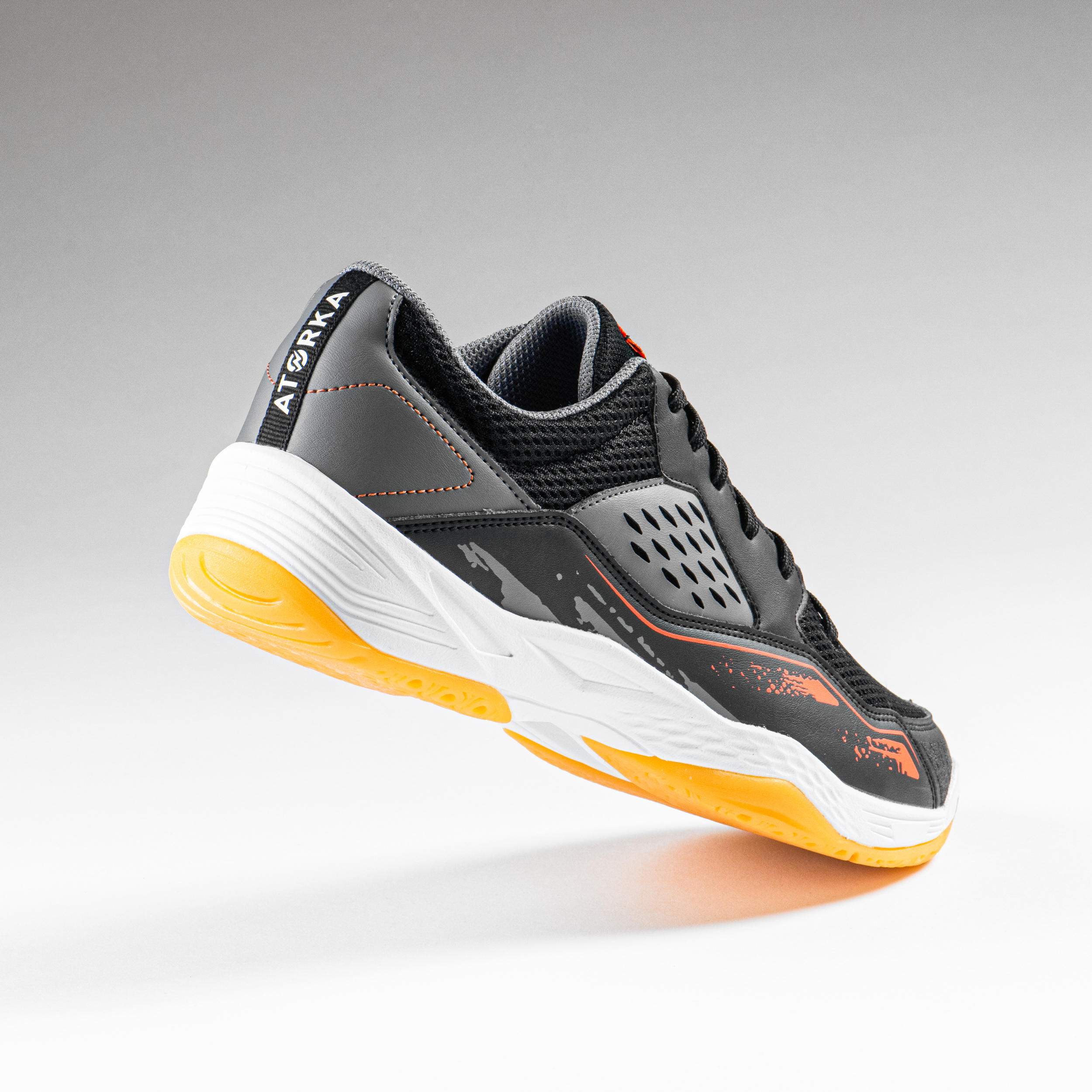 Men's Handball Shoes H100 - Grey/Black/Orange 4/8