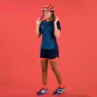 Women's Short-Sleeved Mountain Bike Jersey ST 100 - Navy Blue