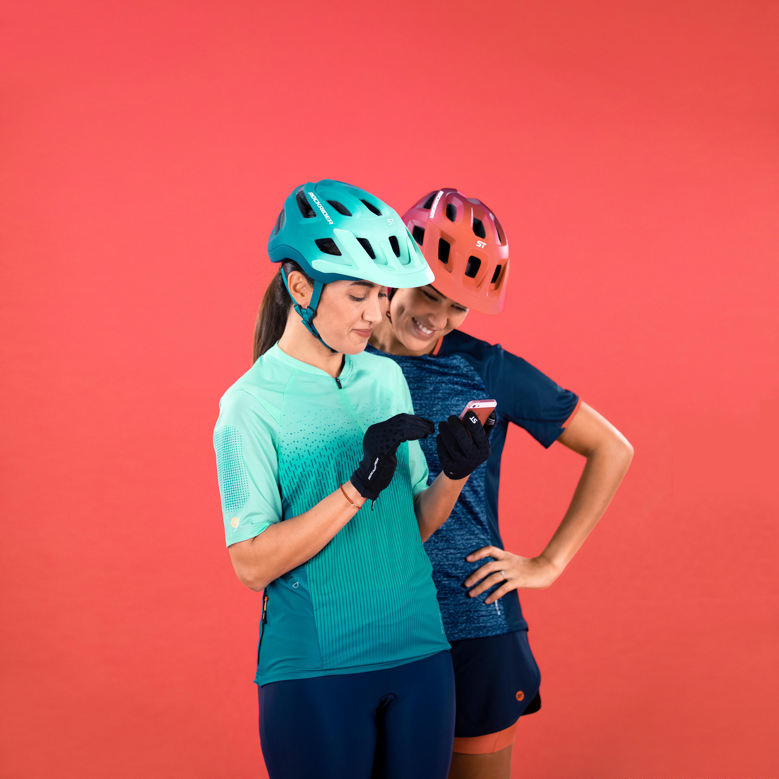 Women's Short-Sleeved Mountain Bike Jersey ST 100 Navy Blue