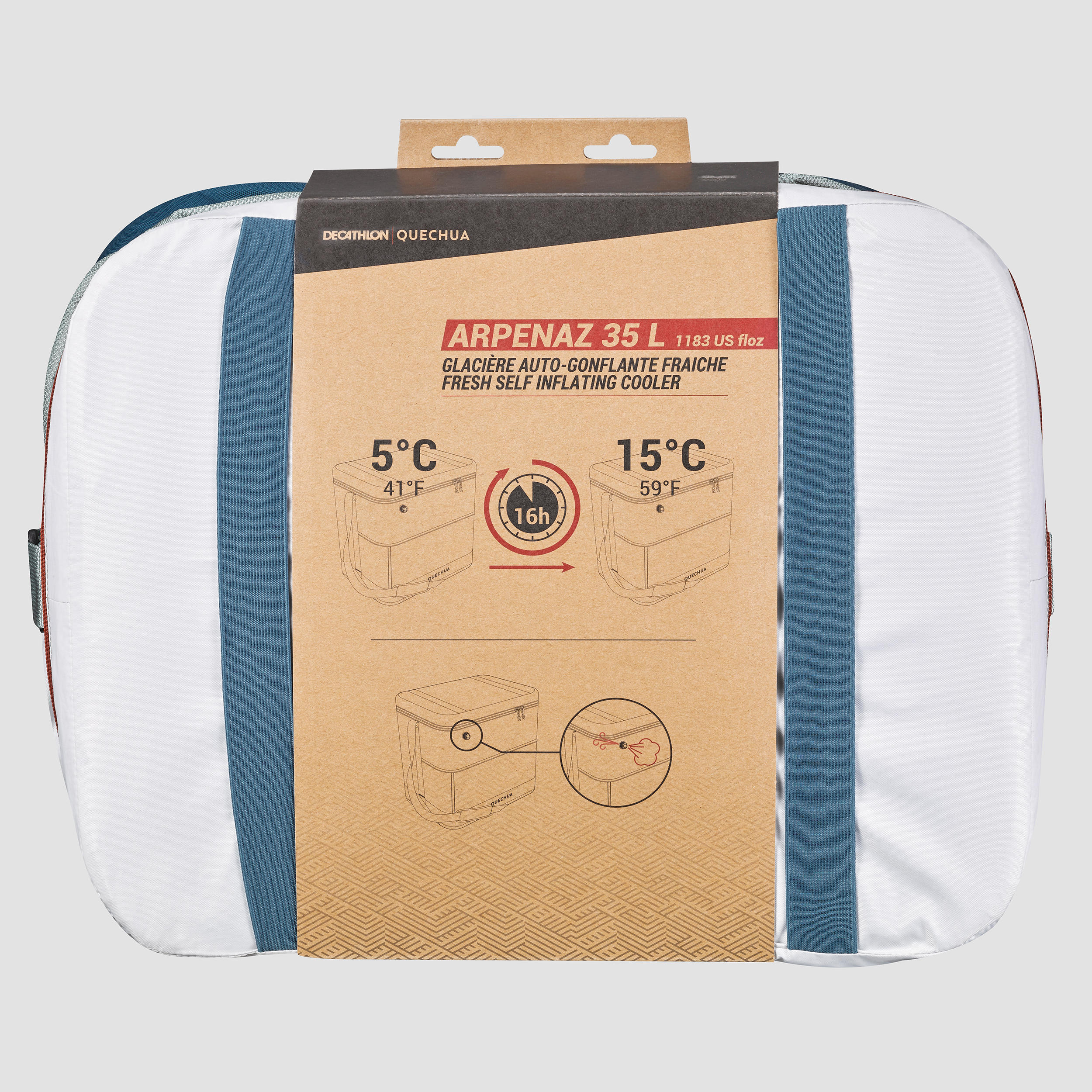 Camping Self-Inflating Cooler 35 L - Compact Fresh - QUECHUA