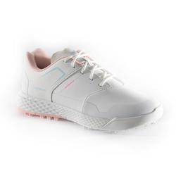 CHAUSSURES GOLF GRIP WATERPROOF FILLE - BLANC ET ROSE