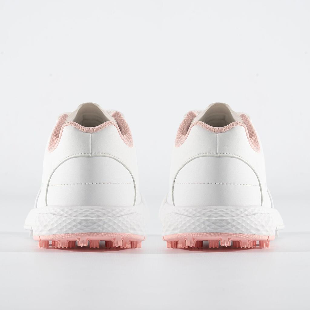 Dievčenská golfová nepremokavá obuv Grip bielo-ružová