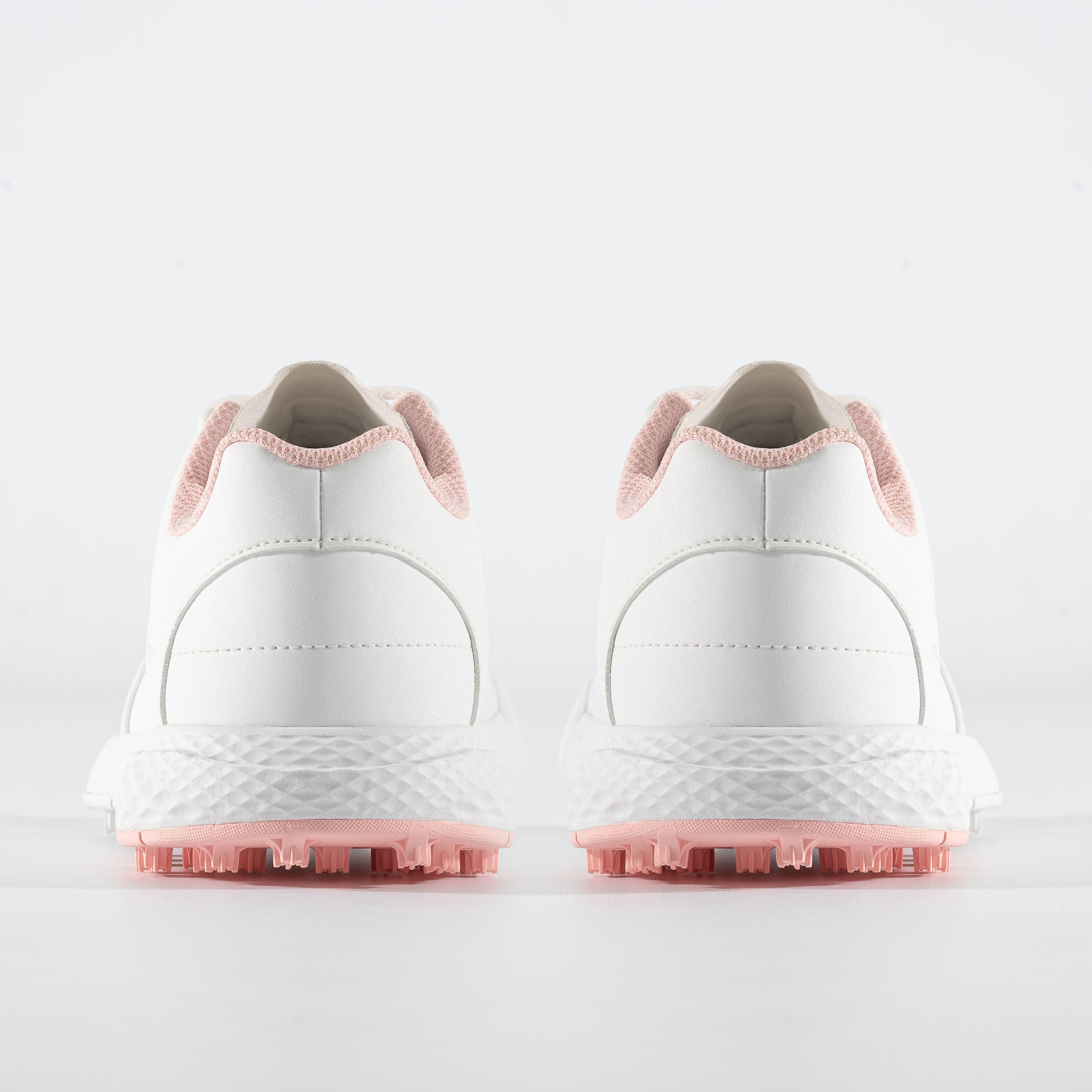 GIRL'S GOLF SHOES WATERPROOF GRIP - WHITE AND PINK 5/7