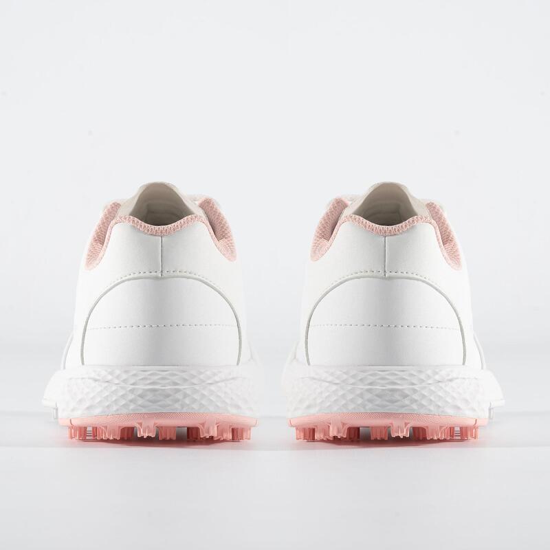 Waterdichte golfschoenen voor meisjes grip wit en roze