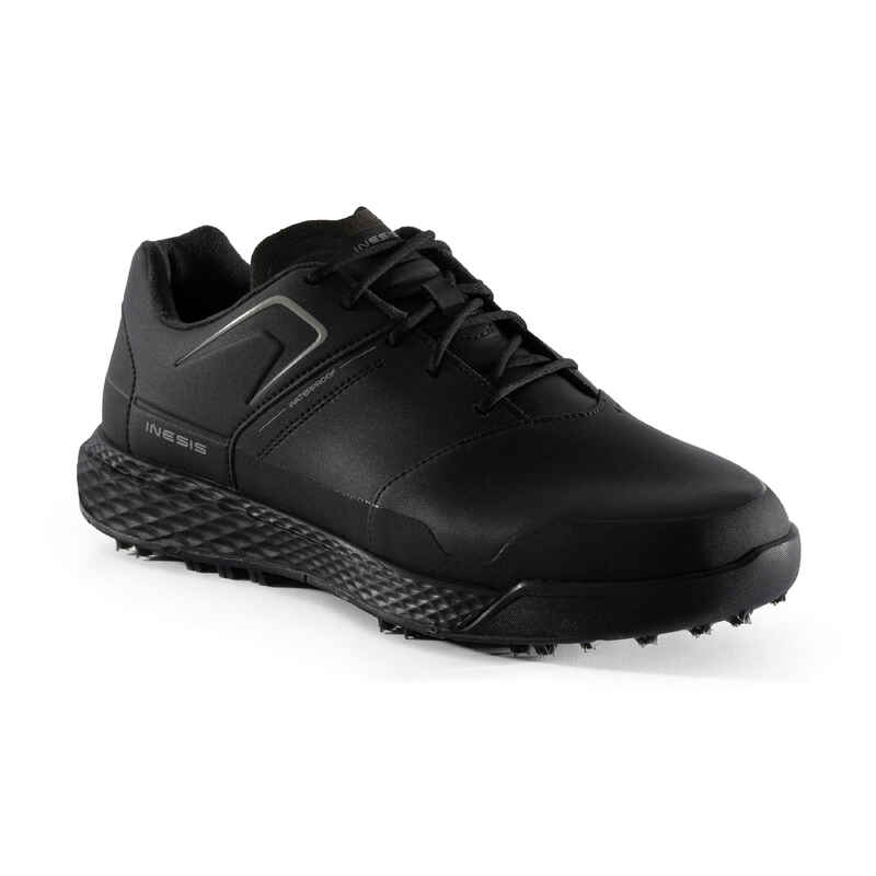 MEN’S GRIP WATERPROOF GOLF SHOES BLACK Decathlon