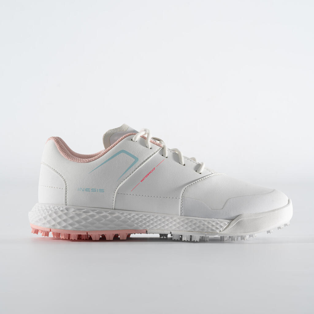 Golfschuhe Mädchen wasserdicht - Grip weiss/rosa