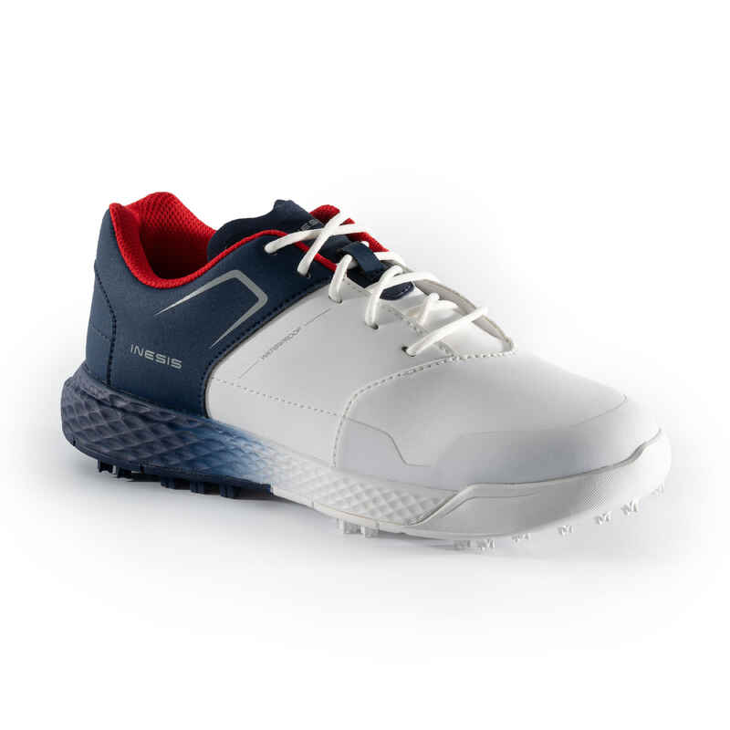 Παιδικά αδιάβροχα παπούτσια γκολφ - MW500 λευκό και μπλε