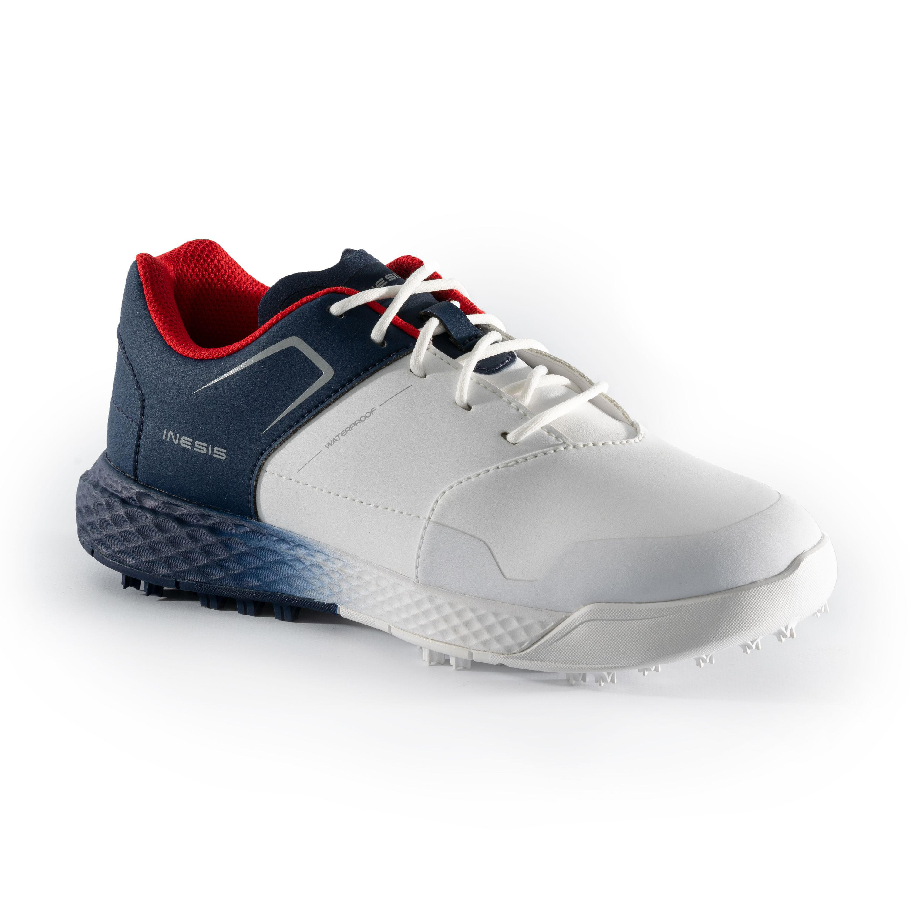 Scarpe da golf impermeabili con grip per bambini - MW500 bianco e blu