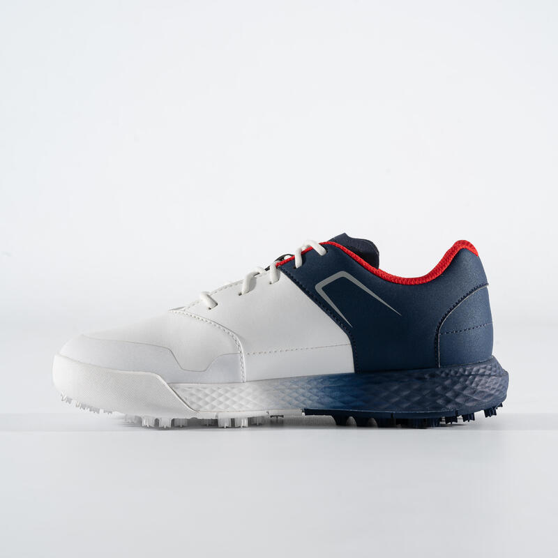 Chaussures golf grip waterproof enfant - MW500 blanc et bleu
