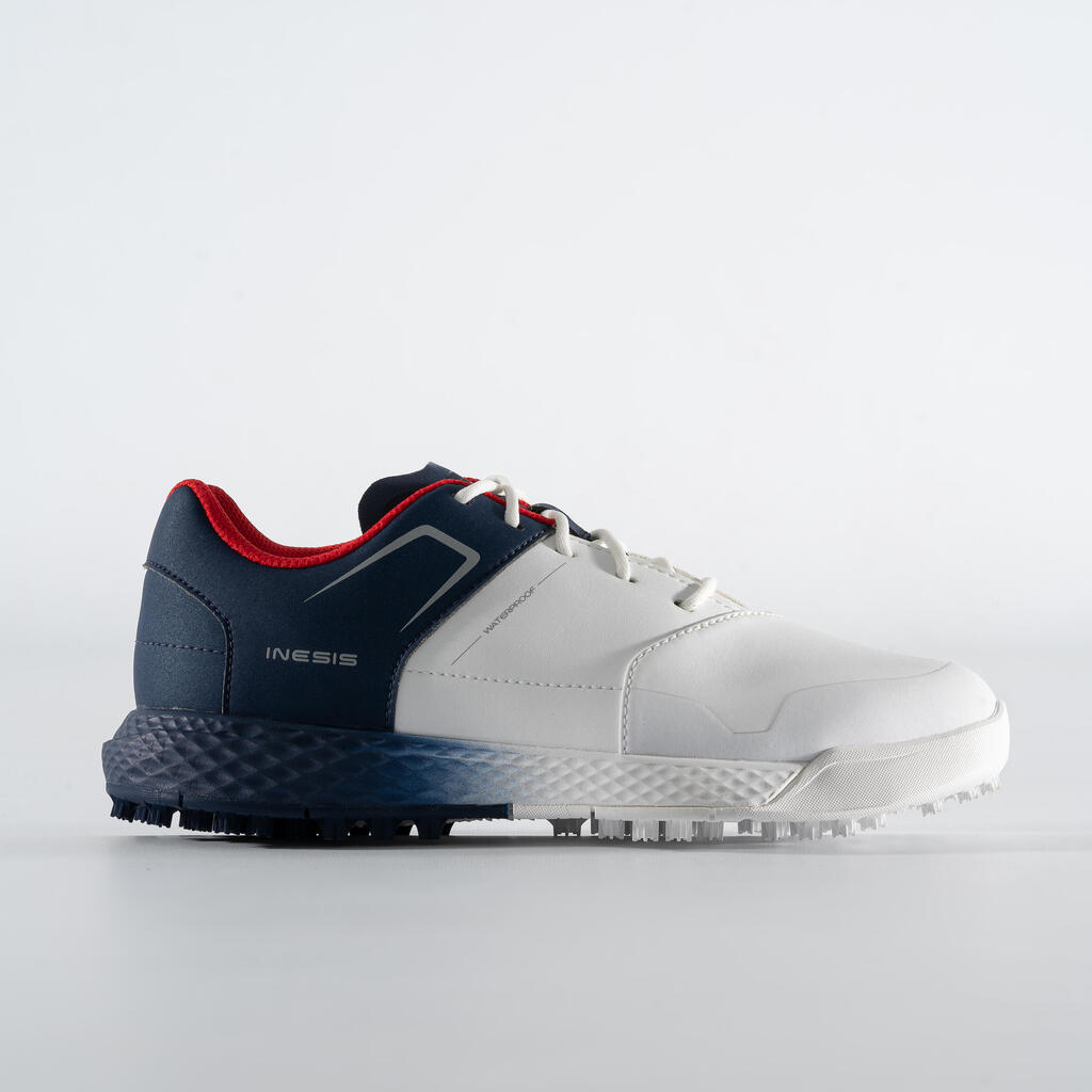 Men's golf shoes waterproof kids - MW500 white and blue