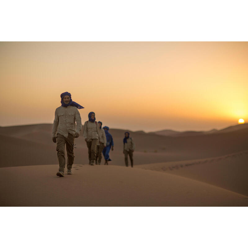 Uv-werend herenoverhemd met lange mouwen voor woestijntrekking Desert 900 beige