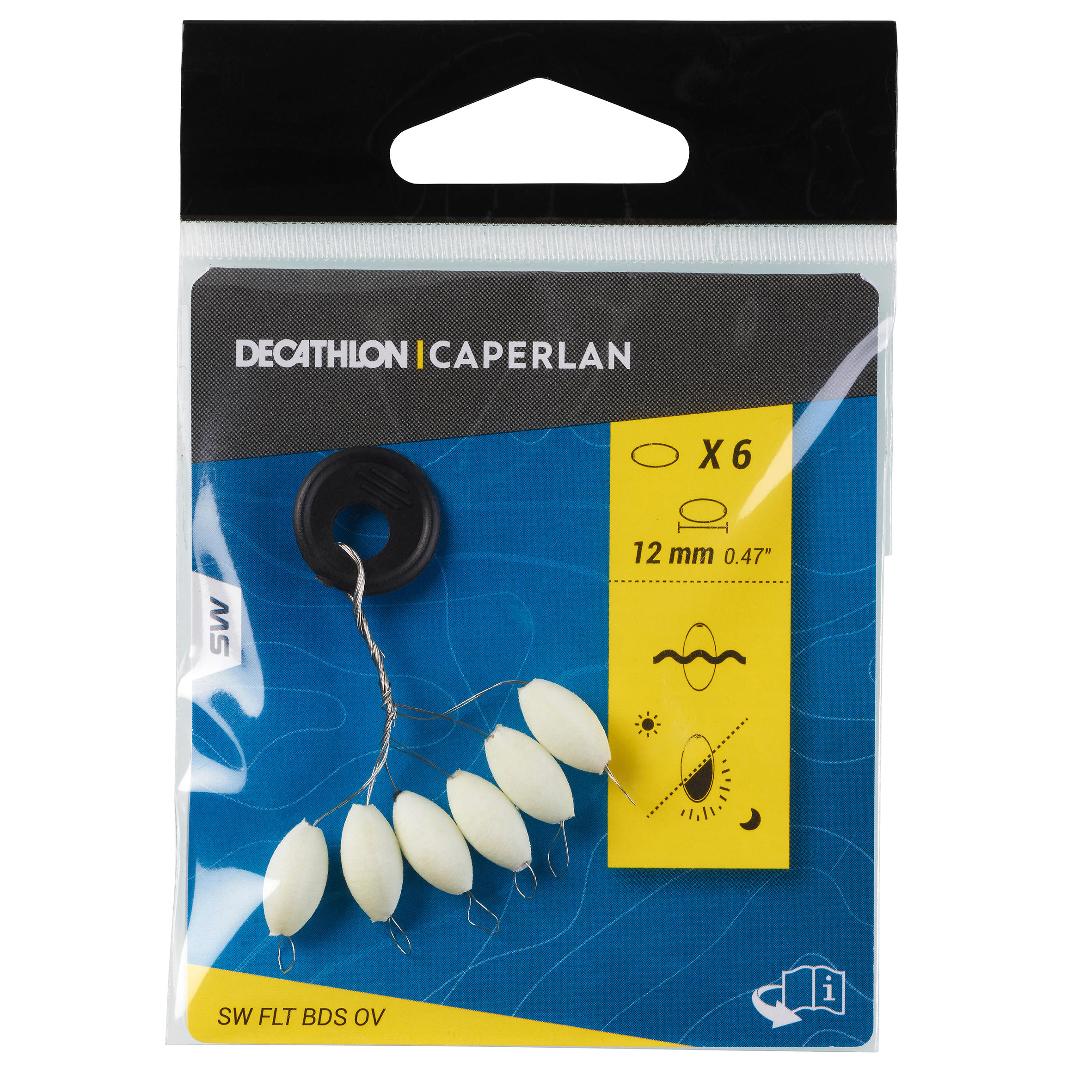 CAPERLAN Plávajúci oválny korálik na lov technikou surfcasting 12 mm fosforeskujúci bez veľkosti