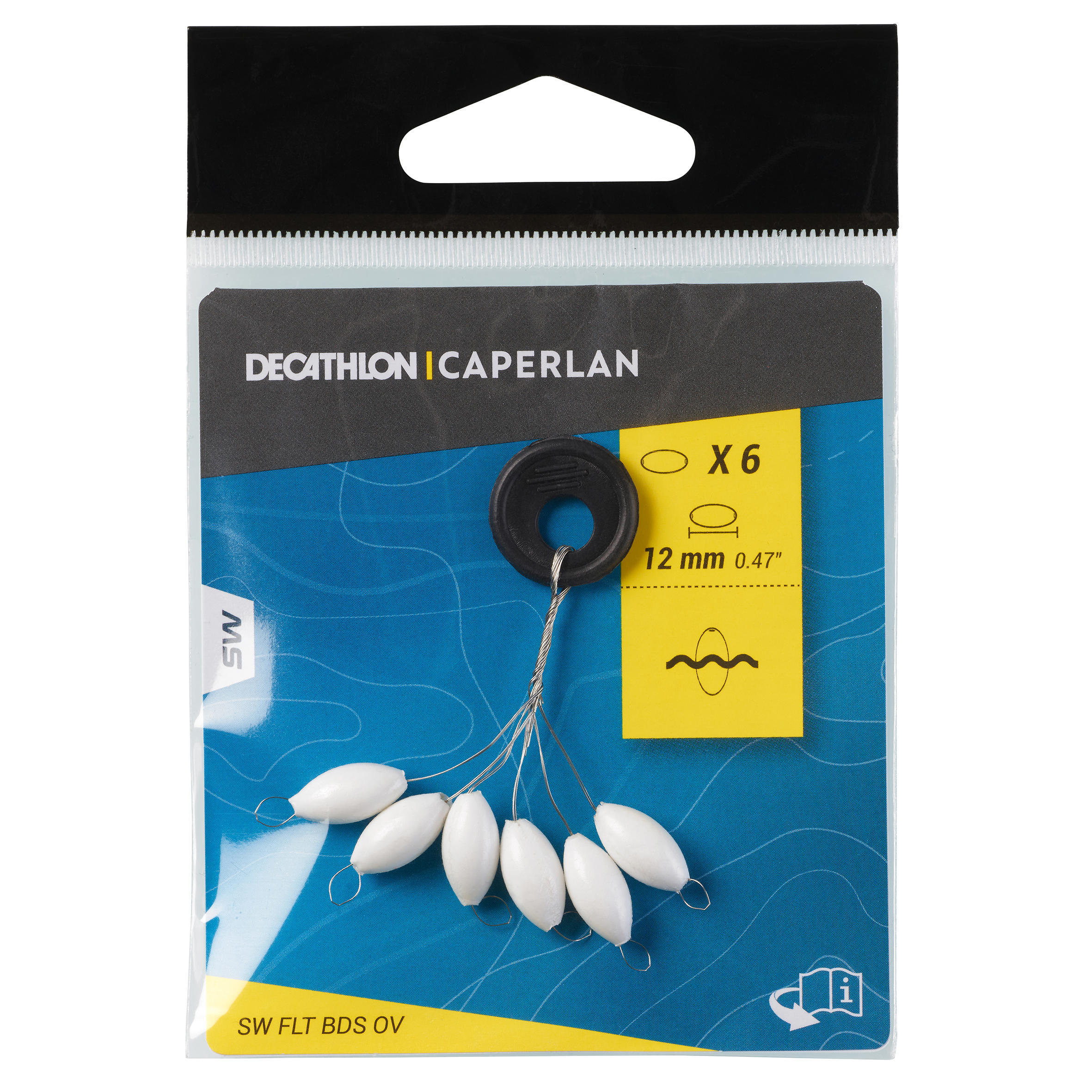 Perle flottante de pêche en surfcasting ovale 12mm Blanche - Caperlan