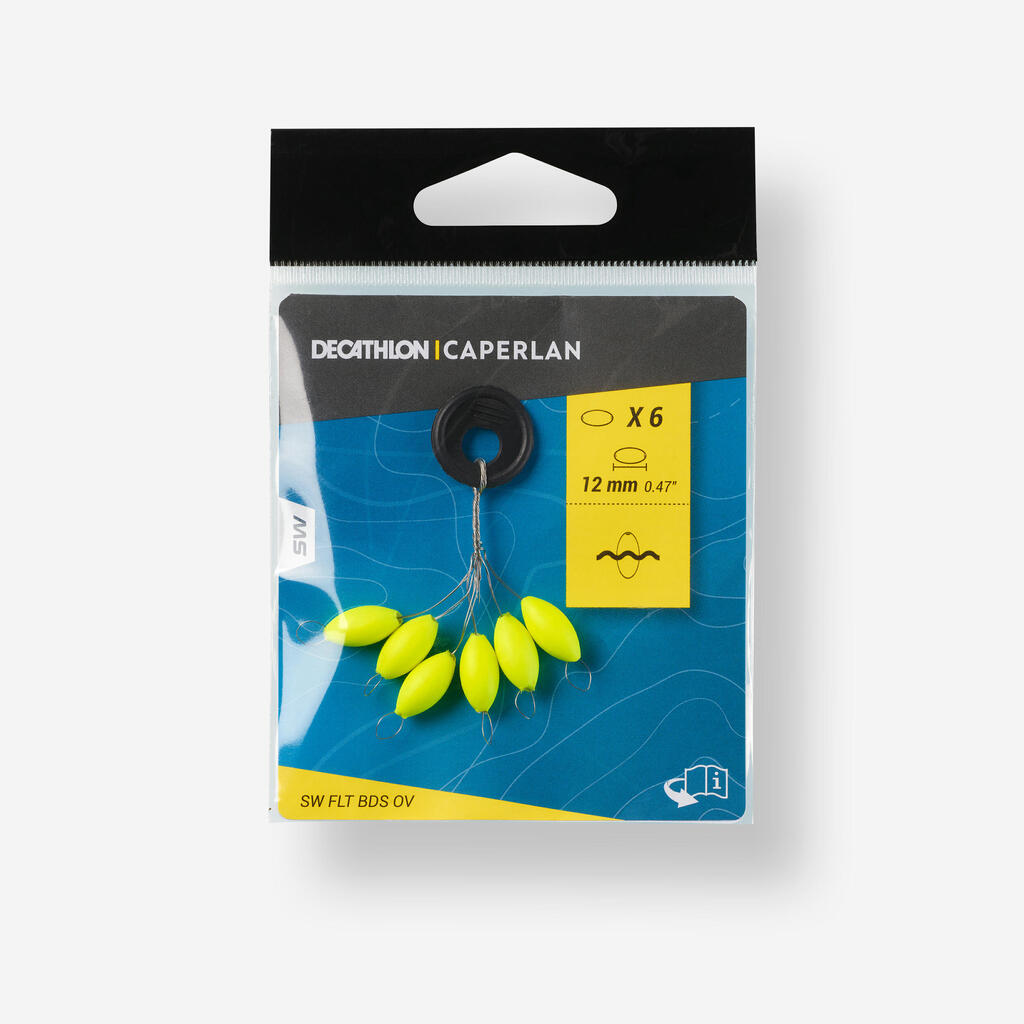 Žute ovalne plutajuće perle za ribolov (12 mm)